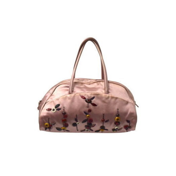 Prada Embroidered Handbag Pink Satin - Picture 1 of 8